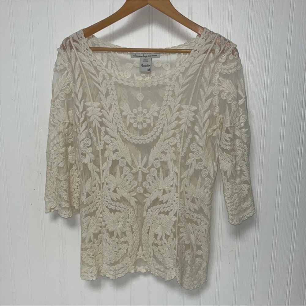 American Rag Cream Lace Blouse